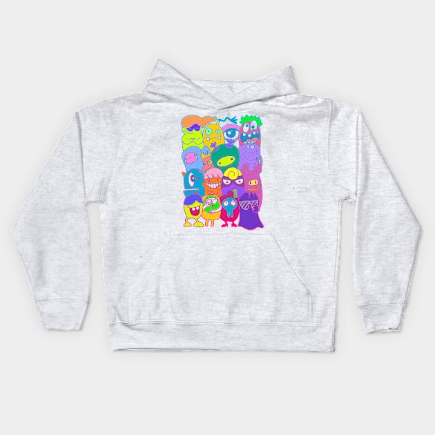 Crazy Monster Party Kids Hoodie by AlondraHanley